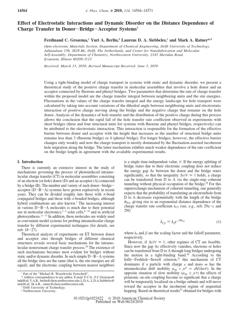 Effect of Electrostatic Interactions and Dynamic Disorder On The ...