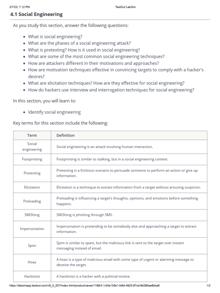 4.1 Social Engineering | PDF