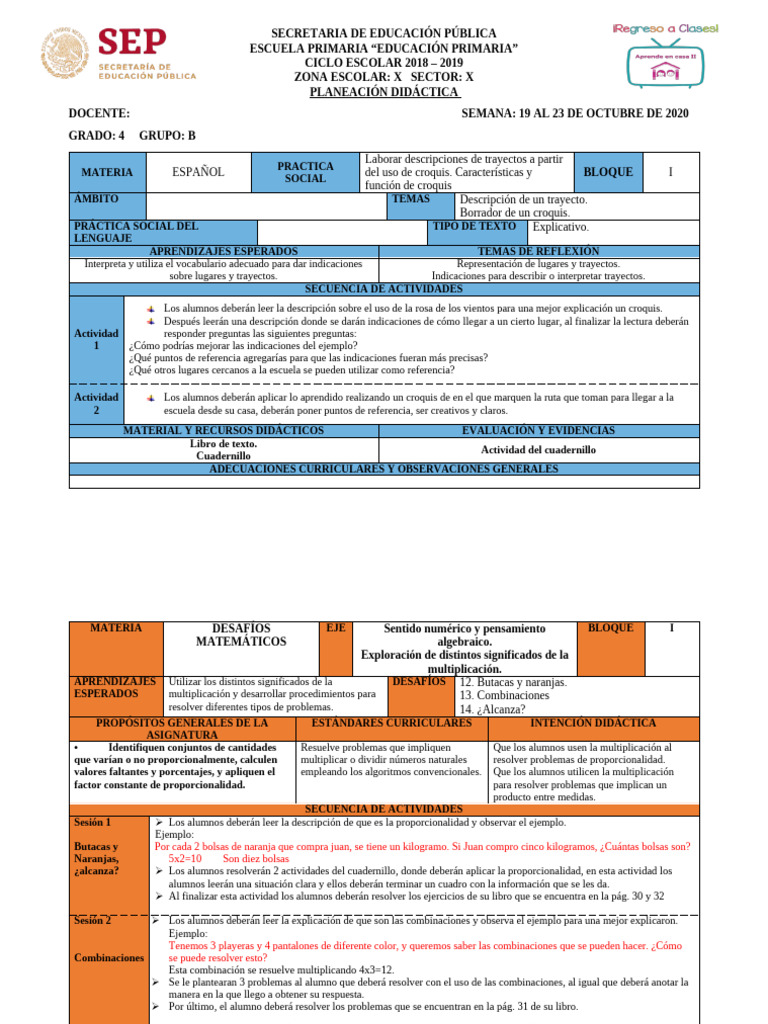 Planeación Didáctica Primaria 2020 | PDF | Multiplicación | Vacunas
