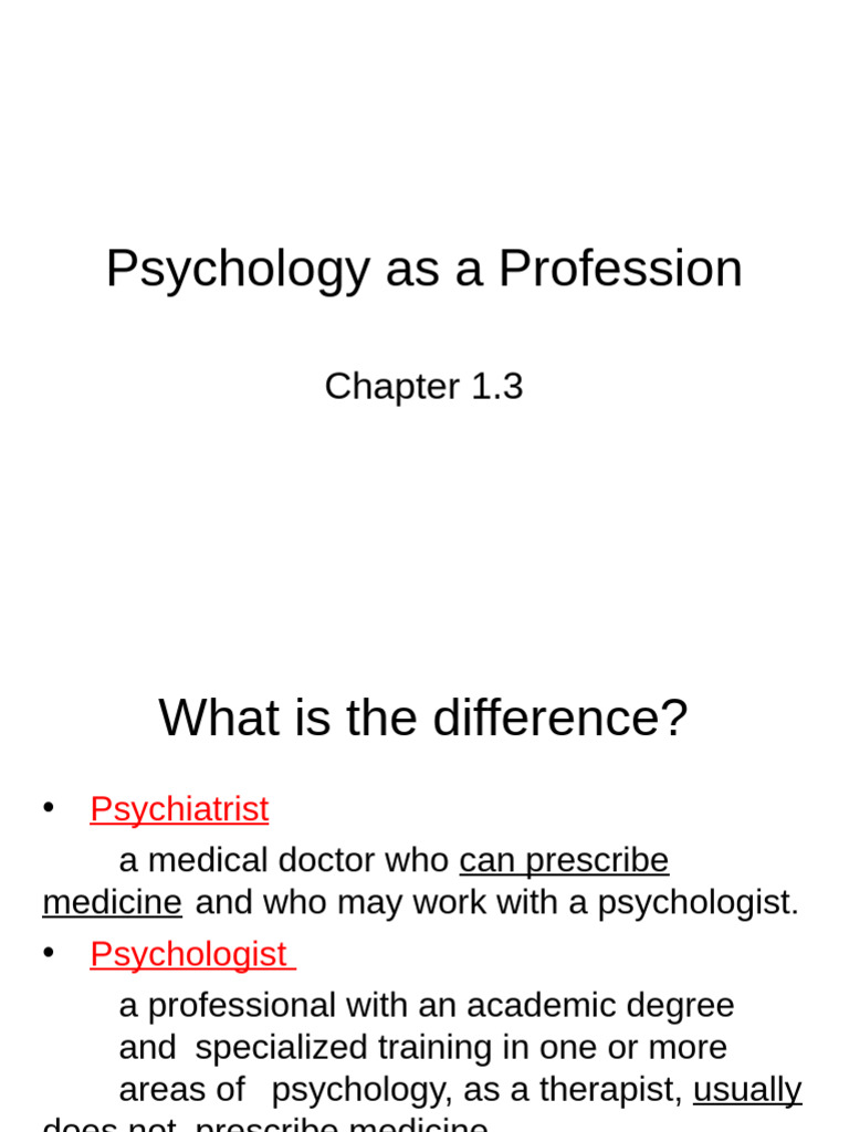 6+chapter+1 3+Psychology+as+a+Profession | PDF