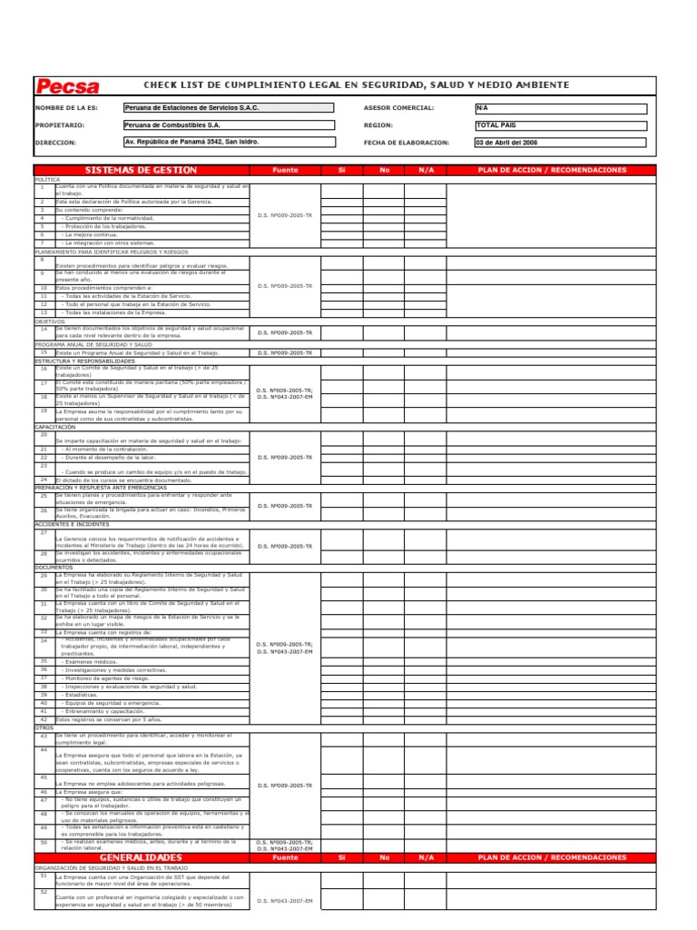 Checklist formato pdf