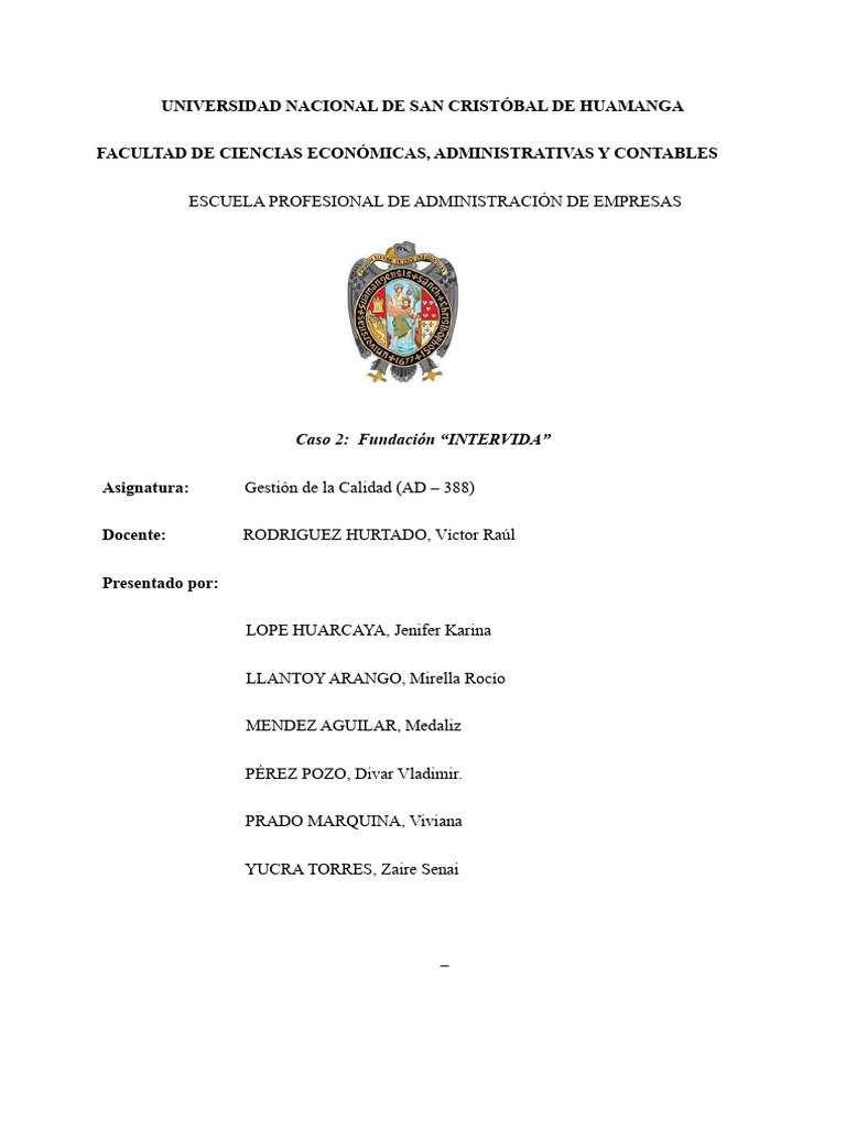 Gestión de Calidad en Fundación Intervida | PDF | Organización no ...