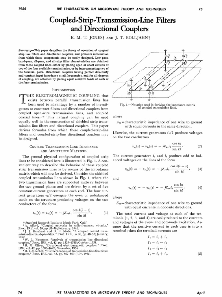 Coupled Strip-Line Filters and Couplers | PDF | Electronic Filter | Low ...