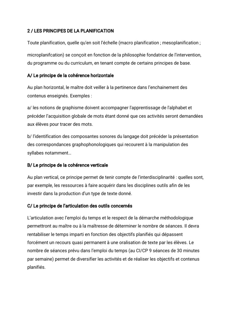 2 - Les Principes de La Planification | PDF