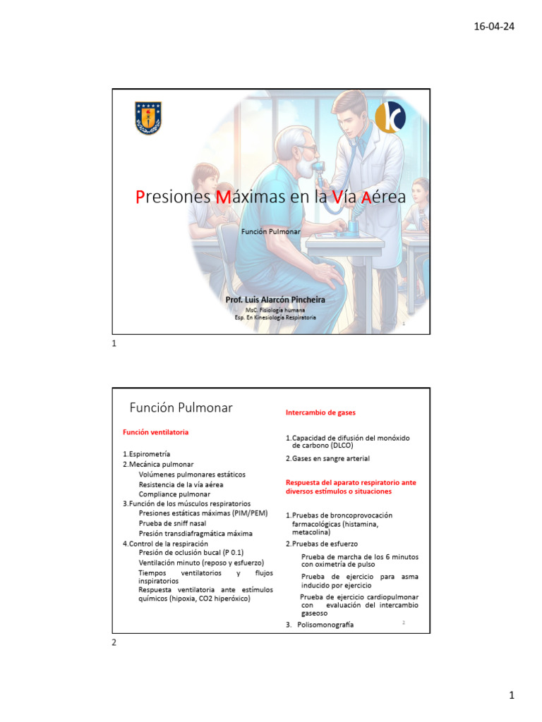 Presiones Máximas en La Vía Aérea - 2024 | PDF | Pulmón | Respiración