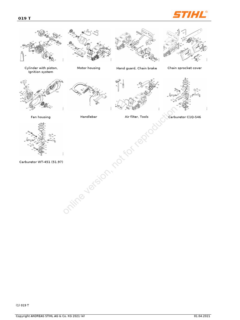 Membrana Set Kit Riparazione per Stihl 019T Ms 190 019 T Con Zama