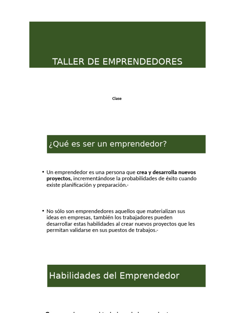 Taller de Emprendedores c1 | PDF