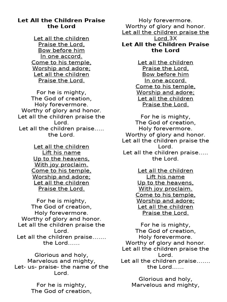 Let All the Children Praise the Lord | PDF | Glory (Religion) | Worship