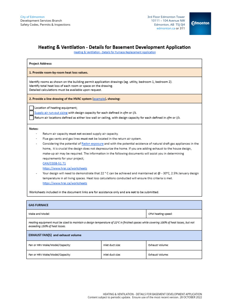 HVAC Details For Basement Development Application | PDF | Duct (Flow ...