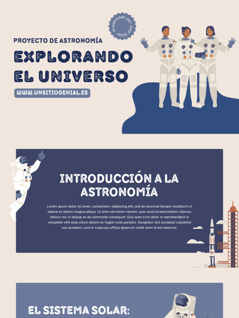 Presentación Explorando El Universo Ilustrado Beige y Azul | PDF
