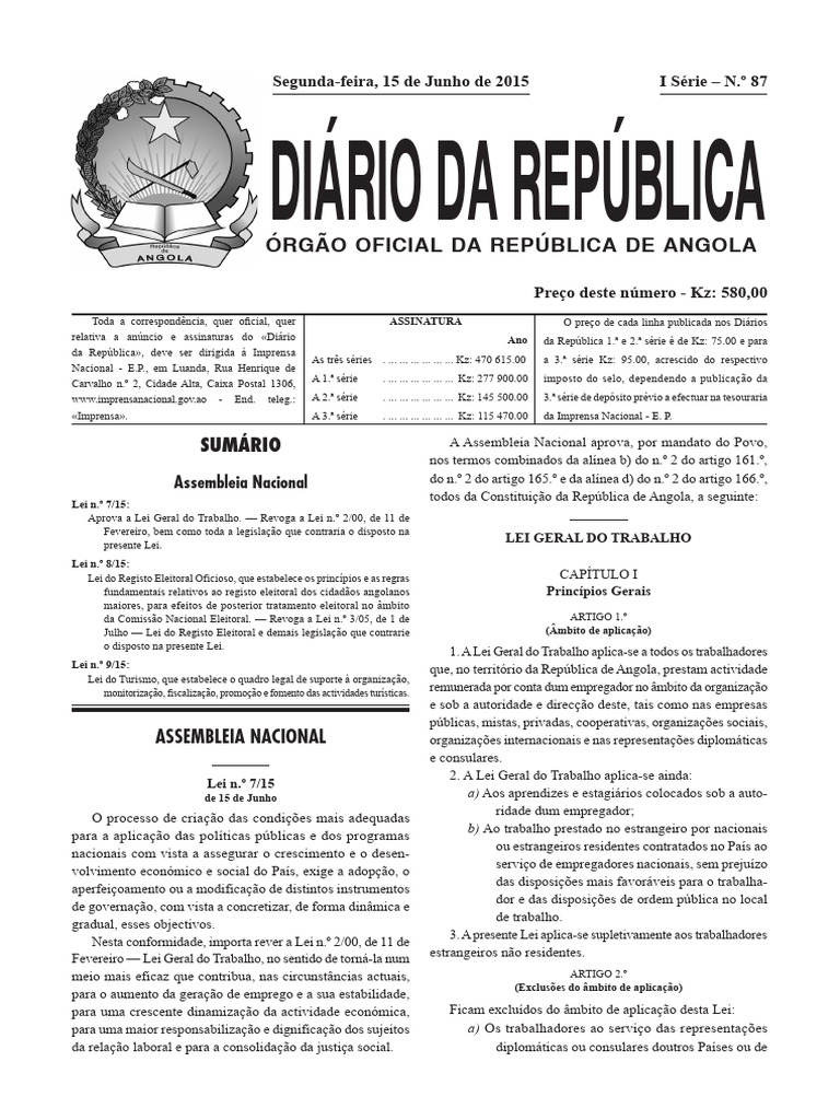 Lei N.º 7.15, de 15 de Junho LGT | PDF
