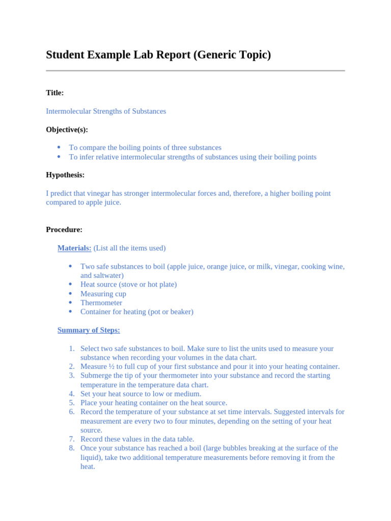 Lab Report Student Example | PDF