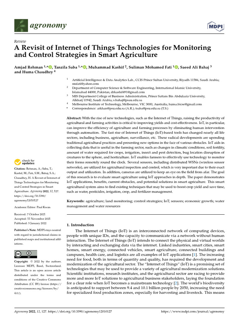 A Revisit of Internet of Things Technologies For M | PDF