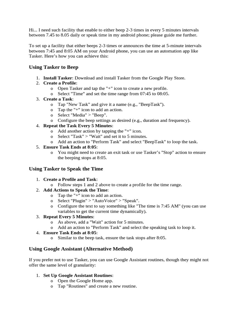 Time Speaking Setting | PDF