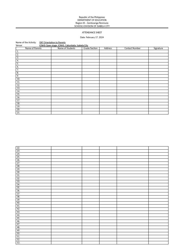 Attendance Sheet | PDF