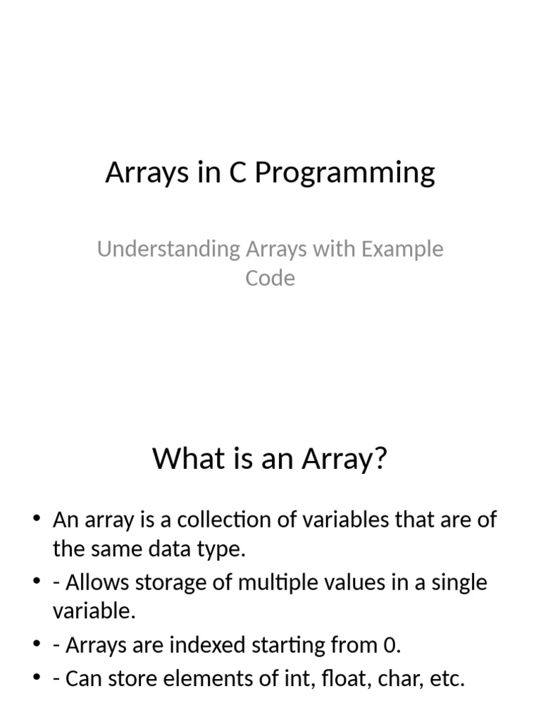 Arrays in C Presentation | PDF