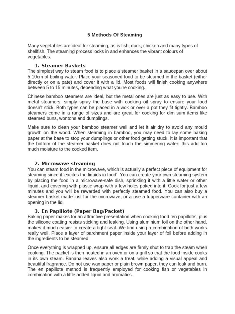 5 Methods of Steaming | PDF