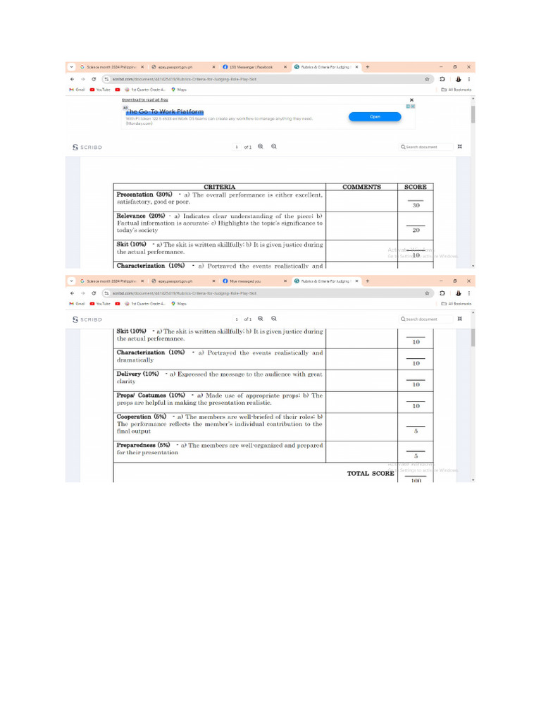 Criteria Role Play Pdf