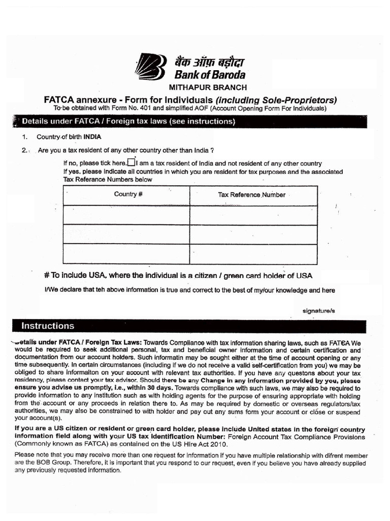BOB Form 2 | PDF