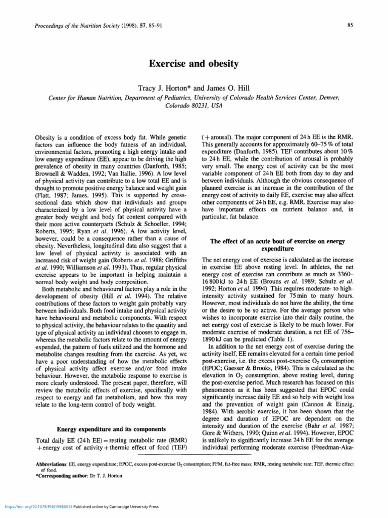 Exercise And Obesity Pdf