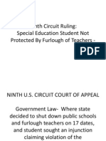 Ninth Circuit Ruling Special Education Student Not Protected by Furlough 