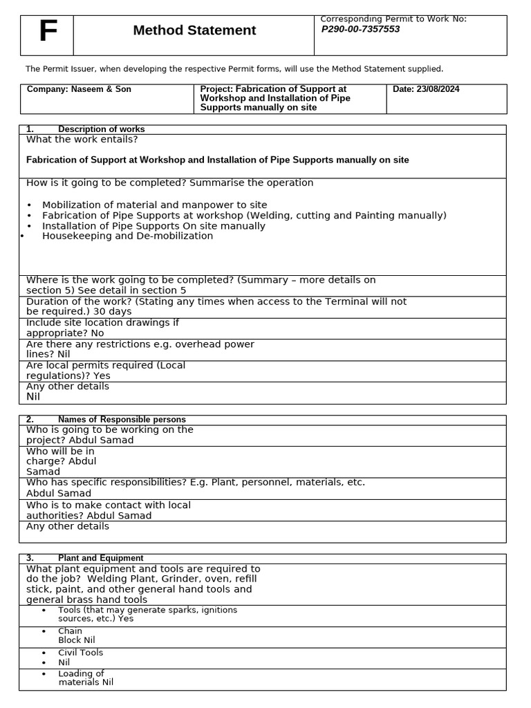 Method 20 Statement | PDF