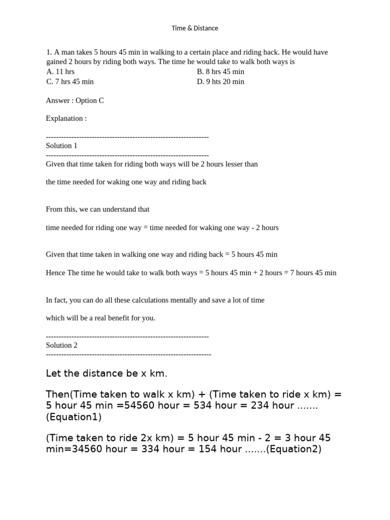 Time & Distance | PDF
