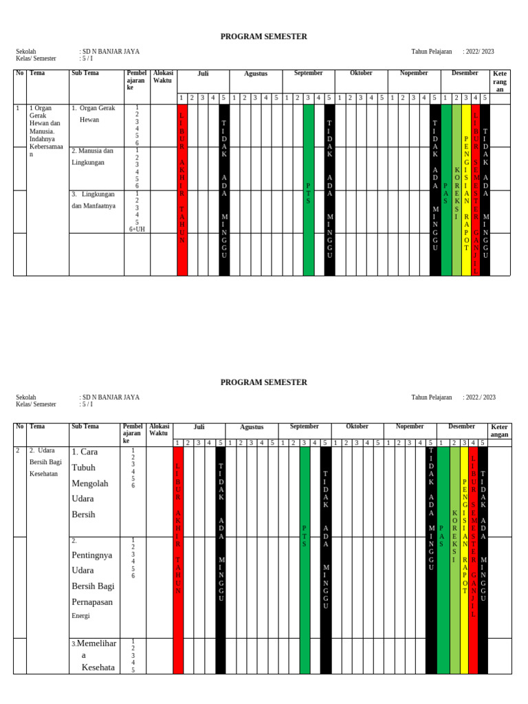 Program Semester 1 | PDF