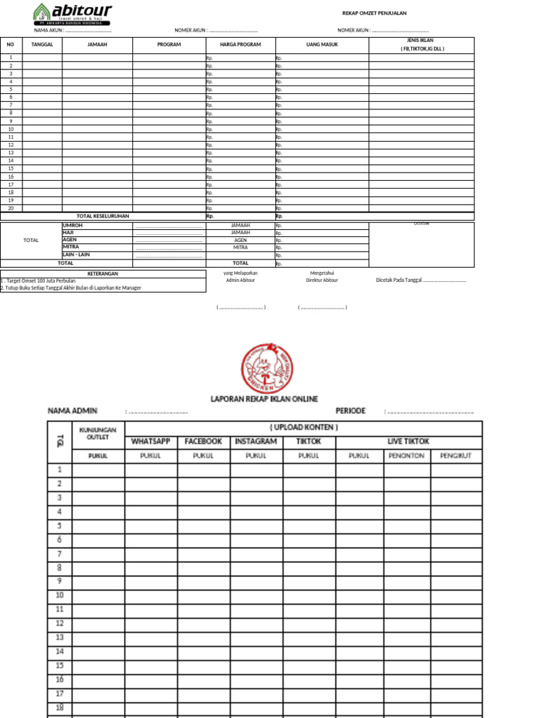 Laporan Rekap Harian Admin Rpa | PDF