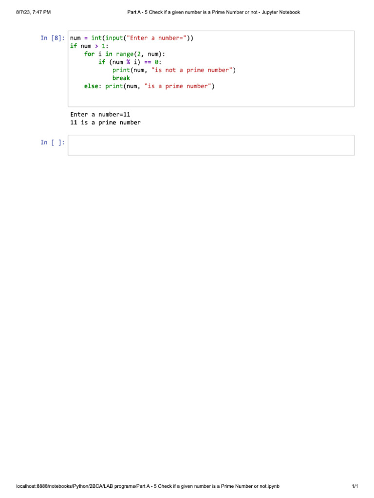 Part A - 5 Check If A Given Number Is A Prime Number or Not | PDF