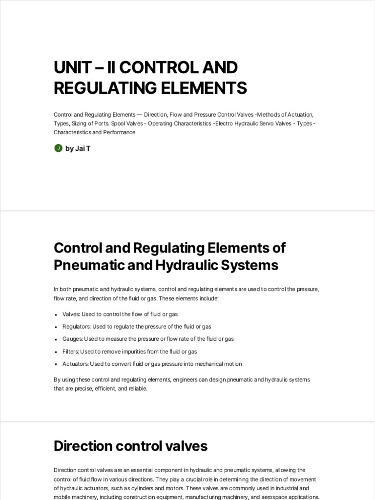 Unit II Control and Regulating Elements | PDF