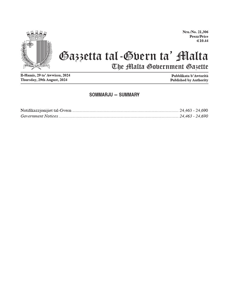 Government Gazette - 29th August | PDF