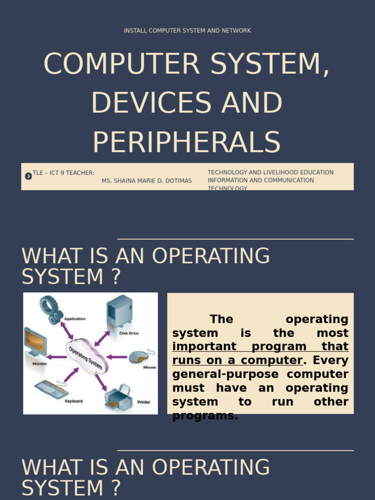 Install Computer Systems and Networks - Computer System, Devices and ...