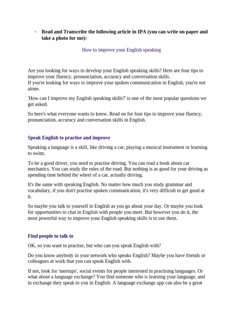How To Improve Your E Speaking Skill | PDF | English Language | Fluency
