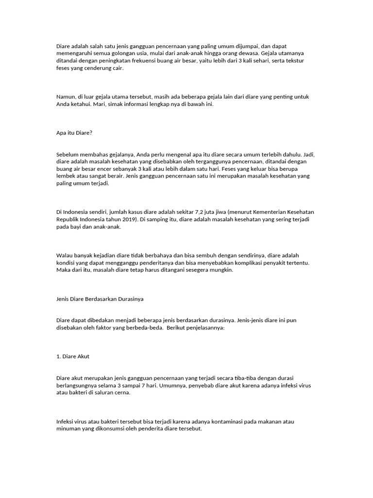 Diare adalah salah satu jenis gangguan pencernaan docx wiraa pdf