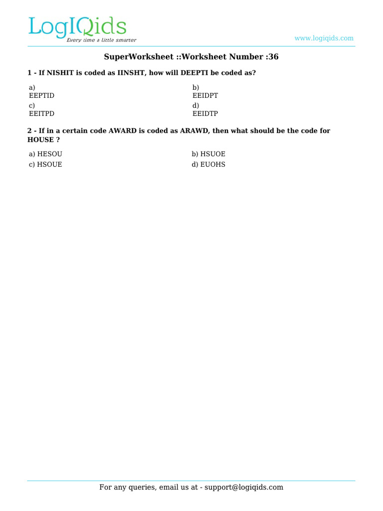 Superworksheet::Worksheet Number:36: A) Eeptid B) Eeidpt C) Eeitpd D ...