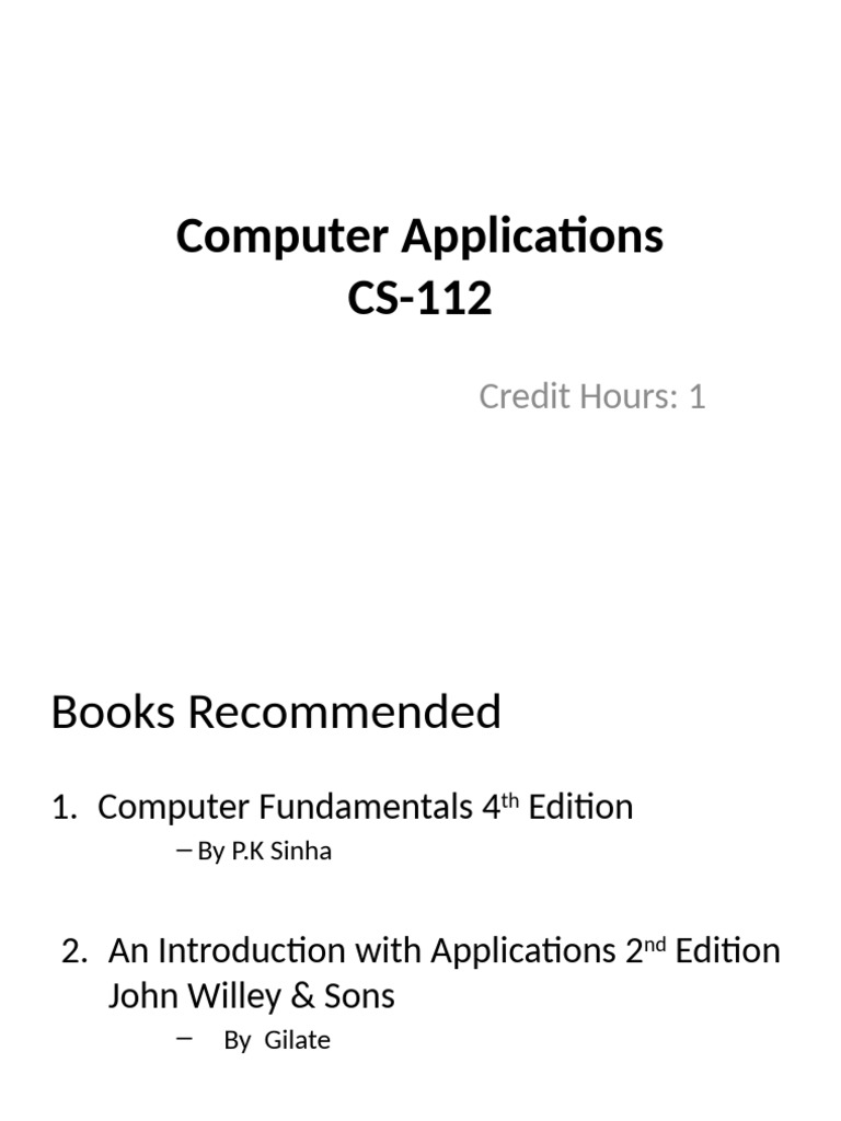 Introduction To Computers and Its Applications LEC-01 | PDF
