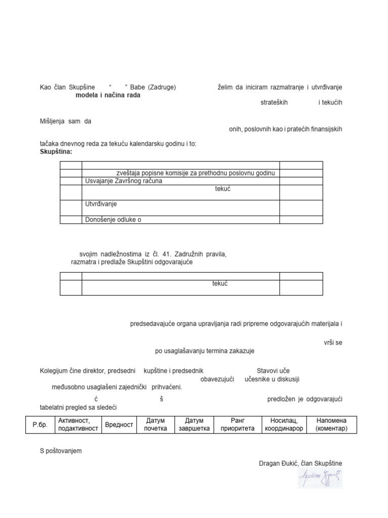 Model I Metod Rada - Poslovodnog I Upravljačkih Organa | PDF