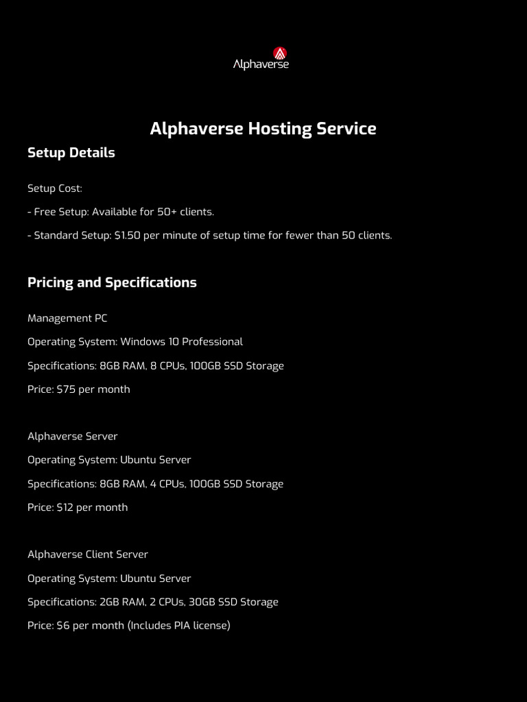 Alphaverse Hosting Brochure Final Black | PDF | Technology & Engineering