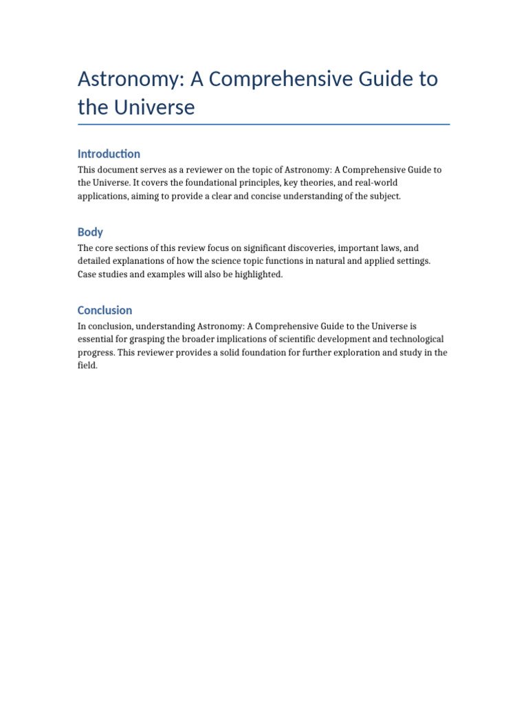 Astronomy - A Comprehensive Guide To The Universe | PDF