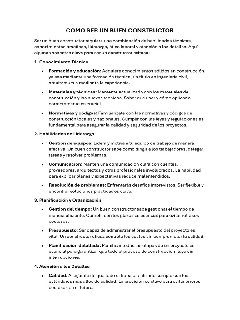 Claves para ser un buen constructor | PDF | Sustentabilidad | Arte