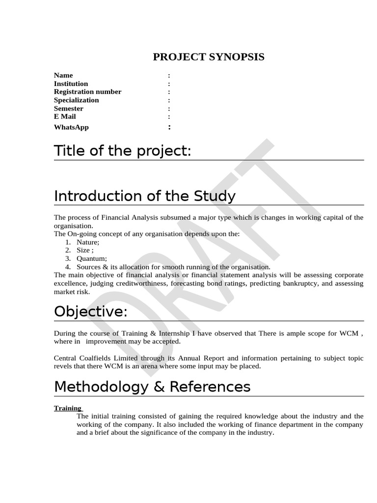 Project Synopsis | PDF