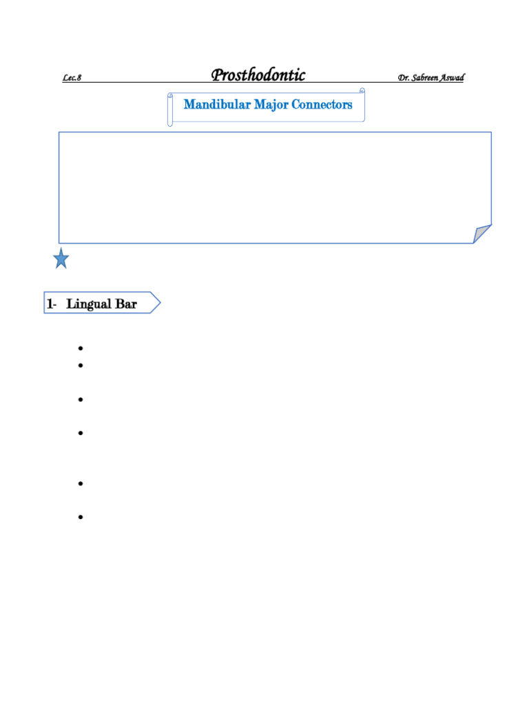 Prosthodontic: Mandibular Major Connectors | PDF