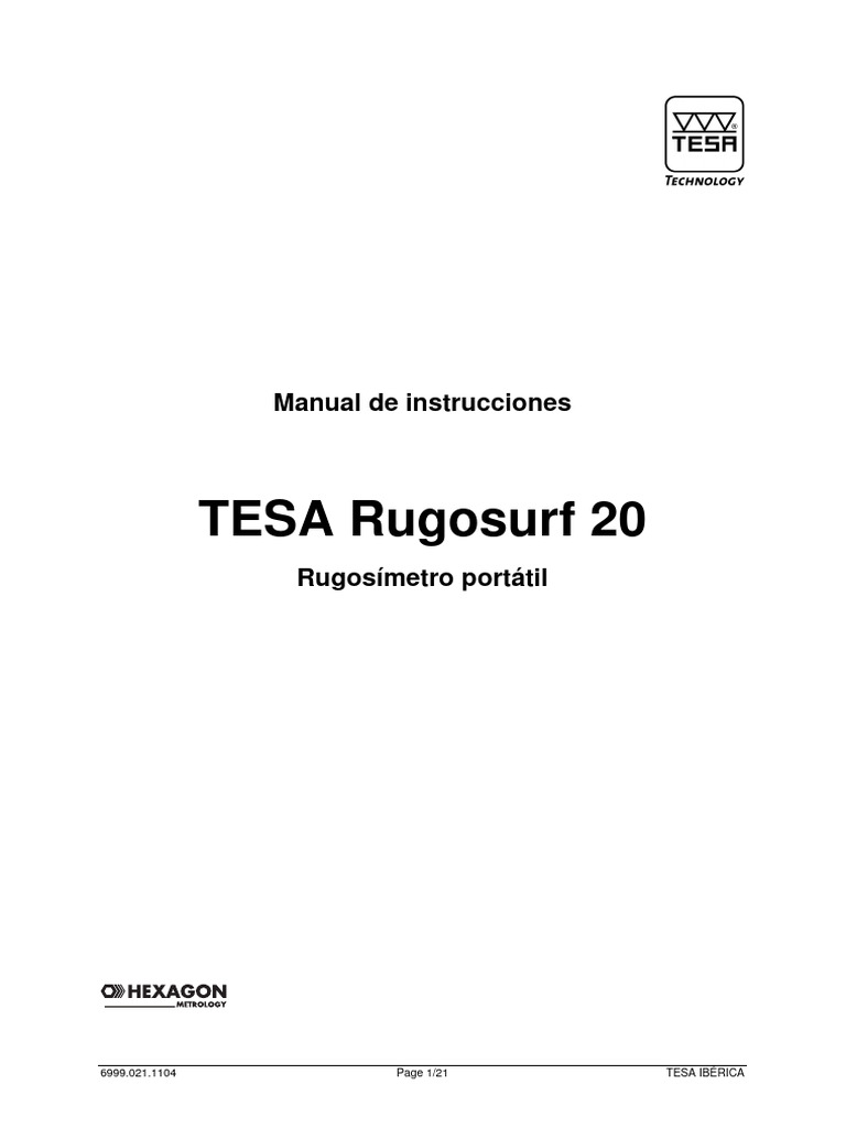 Tesa Rugosurf 20 - DCL Metrologia | PDF