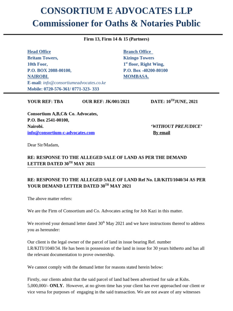 Final Response To The Demand Letter E | PDF