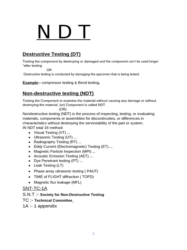 Destructive Testing (DT) : Example | PDF