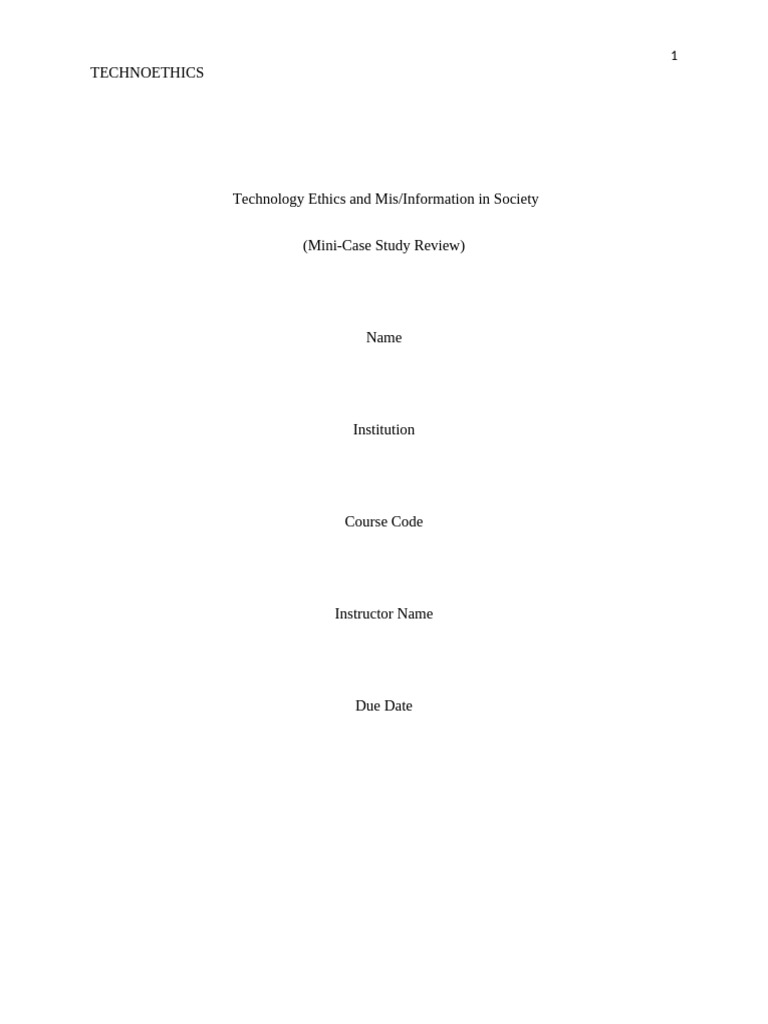 Technology Ethics and Mis-Information in Society | PDF | Social Media ...