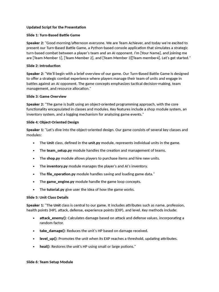 Scripts For Presentation | PDF