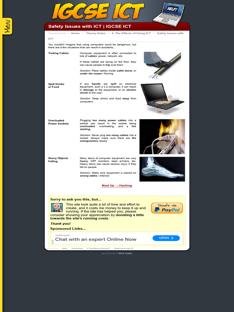 IGCSE ICT - Safety Issues With ICT IGCSE ICT | PDF | Electronics ...