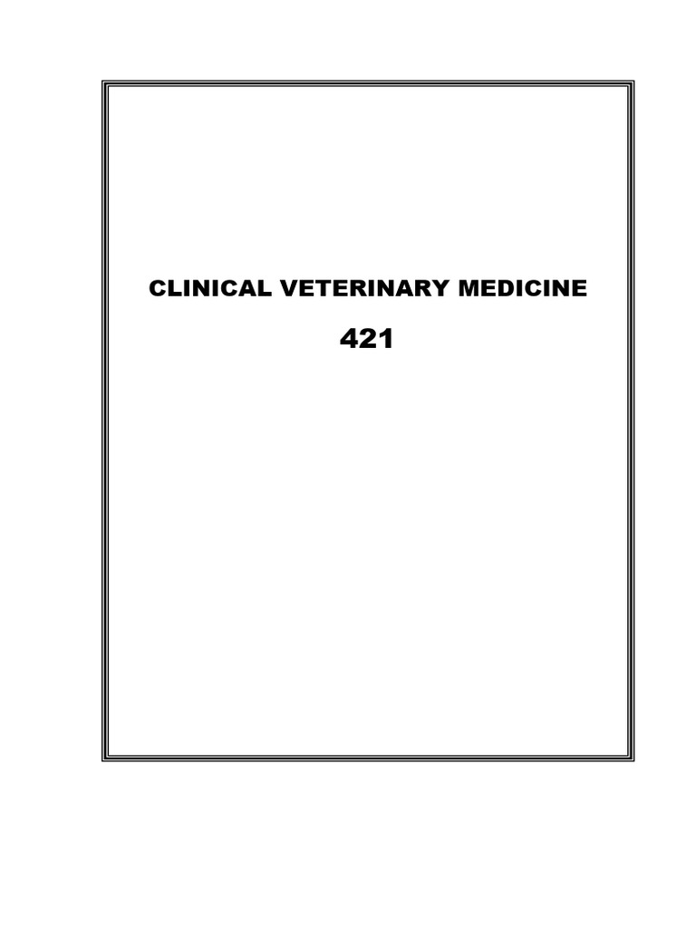 Lecture Notes For Clinical Veterinary Medicine by DR A U Bhikane | PDF